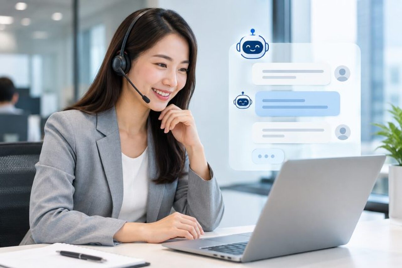 假設情境一：客服流程導入 AI 聊天機器人｜AI 導入企業 說明圖