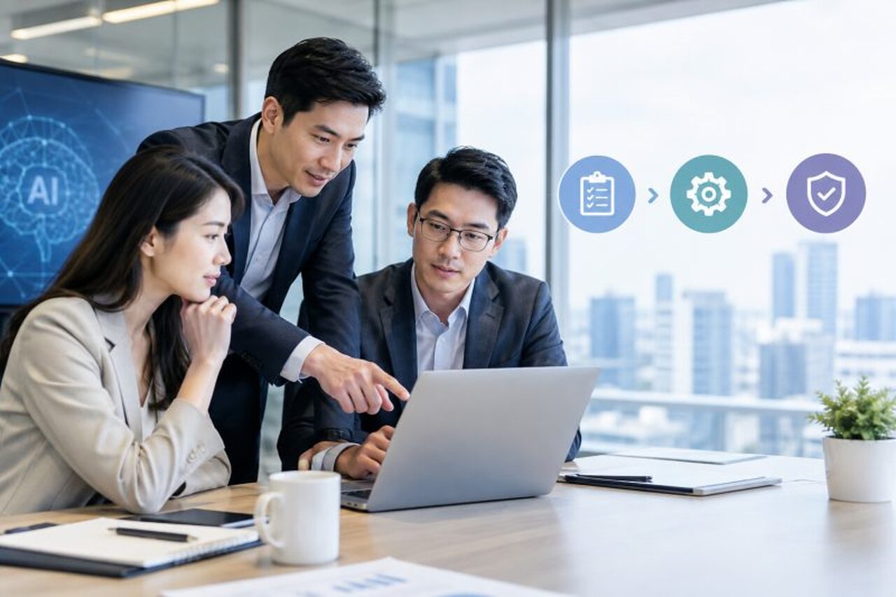 執行中的風險把關：三個階段的注意事項｜AI 導入企業 說明圖